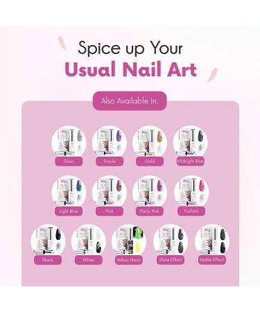 Gel Nail Polish for Nail Art and French Manicure 10 ml - High Precision Brush Gel Nail Varnish Colours for Lines Colors and Professional Nail Decoration (8. Fuchsia Glitter) - Buy Online on GoSupps.com