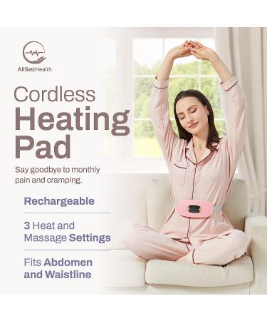 Portable Menstrual Heating Pad for Cramps - 3 Massager + 3 Heat Settings - Rechargeable Travel Period Pain Relief Pad in Pink - Buy Online on GoSupps.com