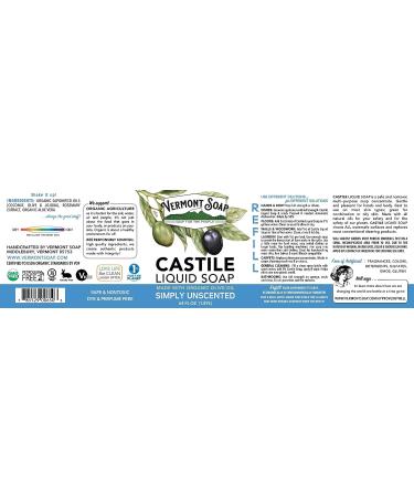 Vermont Castile Soap Unscented 64 Fl Oz - Gentle Liquid Soap for Sensitive Skin, Natural Body Wash, Organic Shampoo - Aloe Castile Soap for Men & Women - Buy Online on GoSupps.com
