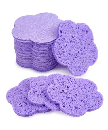 50-Count Compressed Flower Shaped Face Sponges | Disposable & Reusable | Exfoliating Facial Wash Sponge | Purple - Buy Online on GoSupps.com