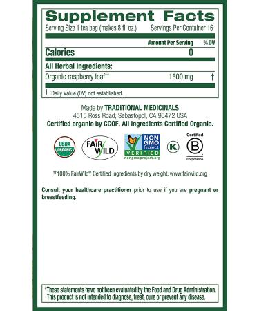 Traditional Medicinals Organic Raspberry Leaf Tea - 32 Tea Bags (Pack of 2) - Buy Online on GoSupps.com