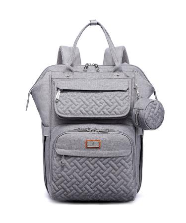Babbleroo diaper bag Backpack Multifunctional large diaper backpack baby bag with diaper pad & stroller belt & pacifier pocket gray