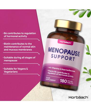 Menopause Support Tablets for Women | 180 Vegan SOYA Isoflavones & Vitamin B6 Tablets by Horbaach - Buy Online on GoSupps.com