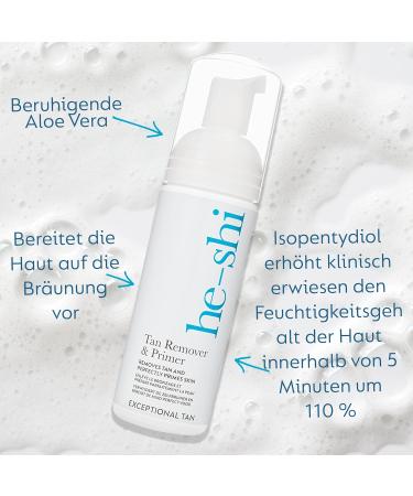HE-Shi Tanning Remover & Primer | Remove Artificial Browning in 5 Minutes | Vegan Aloe Vera Formula (150ml) - Buy Online on GoSupps.com