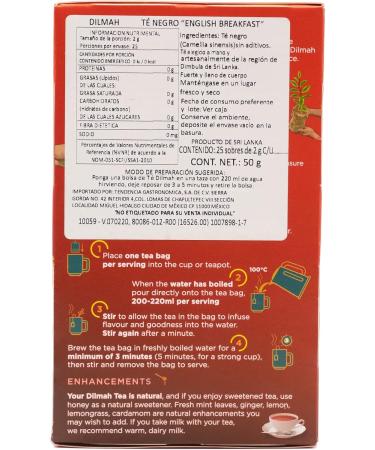 Dilmah Pure Ceylon English Breakfast Tea 25 Tea Bags - Buy Online on GoSupps.com