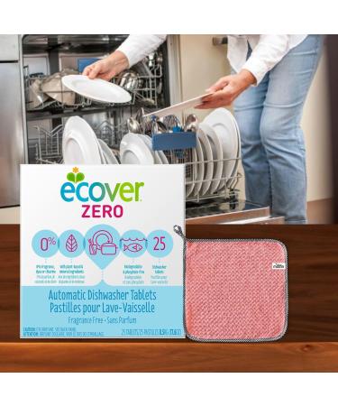 Zero Automatic Dishwasher Tablets - Plant-Based Eco-Conscious Grease-Cutting with Bonus Moofin Cleaning Towel | 1.1 Lb | Fragrance-Free Pack of 1 - Buy Online on GoSupps.com