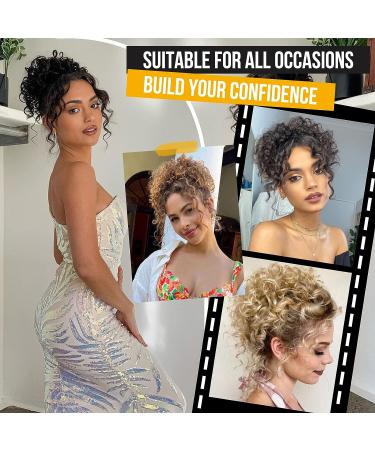 Flufymooz Messy Bun Hairpiece for Women | Elastic Drawstring Large Curly Bun Scrunchie | Synthetic Hair Extensions in Golden Blonde - Buy Online on GoSupps.com