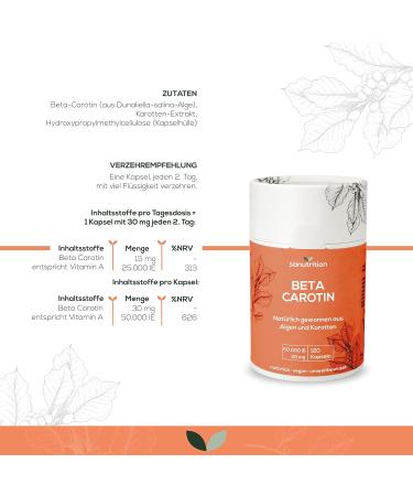 Beta Carotene from Dunaliella Salina Algae | 50 000 IU Vitamin A per Capsule | 120 Vegan Capsules | High Bioavailability & Tolerance - Buy Online on GoSupps.com