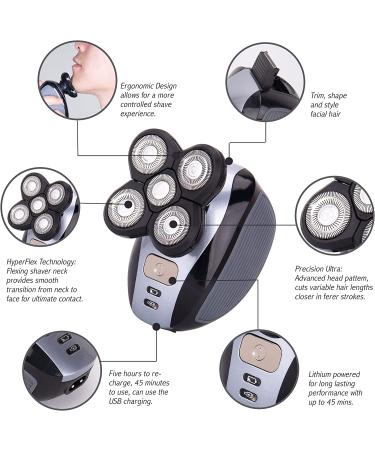 Professional 5-in-1 Head Shaver for Bald Men - Cordless & Rechargeable - Buy Online on GoSupps.com