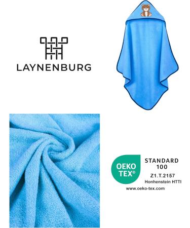 Laynenburg Premium Hooded Baby Towel - 100% Cotton Oeko-Tex Extra Soft Bath Towel for Newborns & Kids (80x80cm Blue Bear) - Buy Online on GoSupps.com