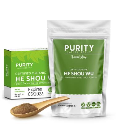 Certified Organic He Shou Wu - Large 5oz Bag of 30:1 Concentrated-Fo-ti - Organic Foti Extract- Fo ti He Shou Wu Organic-Plus Free Bamboo Spoon 5 Ounce (Pack of 1)