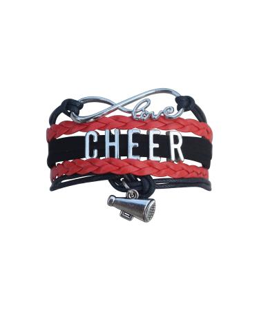 Cheer Charm Bracelet- Infinity Love Adjustable Cheerleading Jewelry in Team Colors for Cheerleader