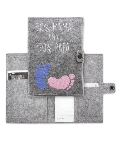 Cozy Racoon Mutterpass cover made of felt 50% mom and dad |Made in Germany I with indoor pockets for the insurance card and ultrasound images I personal gift for pregnant germany mother pass 50% mom 50% dad