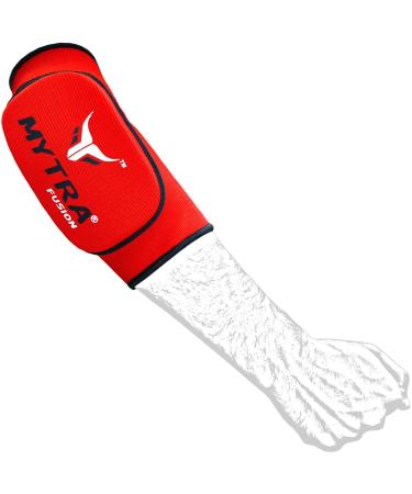 Mytra Fusion Padded Elbow Brace | Elbow Protector & Support Sleeve for Injury Relief | Elasticated Farabi Arm Support for Tennis & Golfer's Elbow Recovery | L/XL Red - Buy Online on GoSupps.com