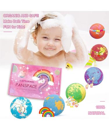 Panspace Unicorn Bath Bombs for Girls | 6 Organic Bath Bombs Gift Set with Jewelry Inside | Handmade Bubble Bath Fizz Ball Kit for Kids | Surprise Toys for Girls Birthday & Christmas - Buy Online on GoSupps.com