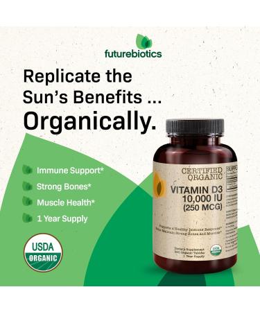 Futurebiotics Vitamin D3 10 000 IU (250 MCG) Supports a Healthy Immune Response Helps Maintain Strong Bones and Muscles 360 Organic Tablets 360 Count (Pack of 1) - Buy Online on GoSupps.com