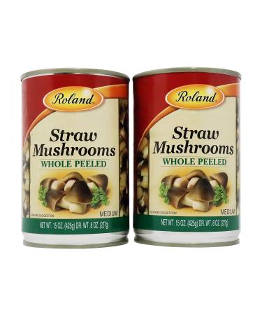 Roland- Whole Peeled Straw Mushrooms 15 Ounce Cans 2 Pack