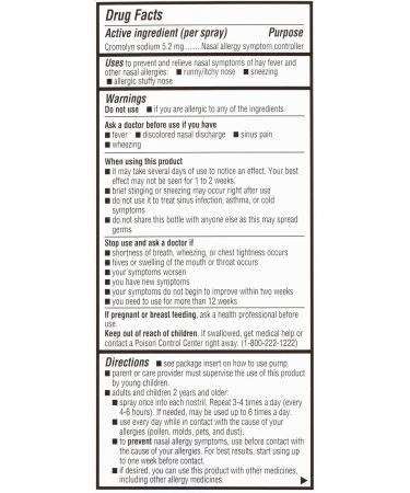 NasalCrom Nasal Spray Allergy Symptom Controller | 200 Sprays | .88 FL OZ (2 Pack) 0.88 Fl Oz (Pack of 2) - Buy Online on GoSupps.com