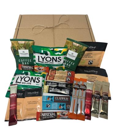 Coffee Gift Set Bundle Contains 22 Coffee Sachets and Instant Coffee. A Variety of Different Sachets. Coffee Gifts Box.