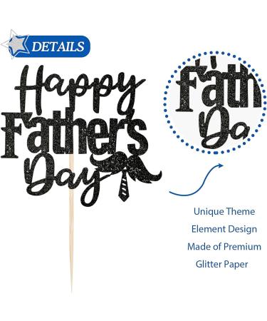 Happy Father's Day Cake Topper - Glitter Father's Day Decorations - Perfect Happy Birthday Dad Cake Topper for Men's Birthday Party Supplies Black - Buy Online on GoSupps.com