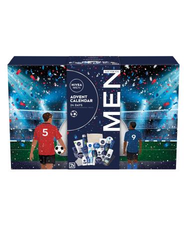 NIVEA MEN Advent Calendar 2024 Gift Set (24 Pieces) Men Gift Set Includes Men's Moisturiser Face Wash Shower Gel Post Shave Balm Lip Balms Anti-perspirants and More