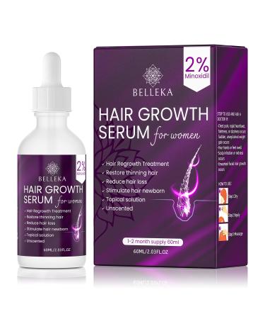 Belleka Minoxidil for Women  2% Minoxidil Hair Growth Serum for Women Hair Growth for Women  Thinning Hair Treatment for Women Minoxidil Hair Regrowth Treatment  Stop Thinning and loss hair  Restore Stronger & Thicker Ha...