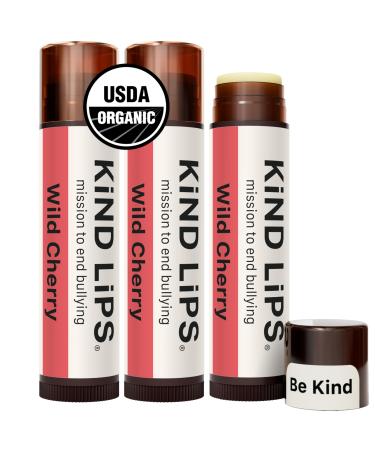 Kind Lips Wild Cherry Organic Lip Balm Natural Moisturizing Lip Care 3 Pack Wild Cherry 1 Count (Pack of 3)