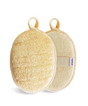 Natural Loofah Sponge Exfoliating Body Scrubber (2 Pack),Made with Eco-Friendly and Biodegradable Shower Luffa Sponge, Loofah for Women and Men, Beige 2 Count (Pack of 1)