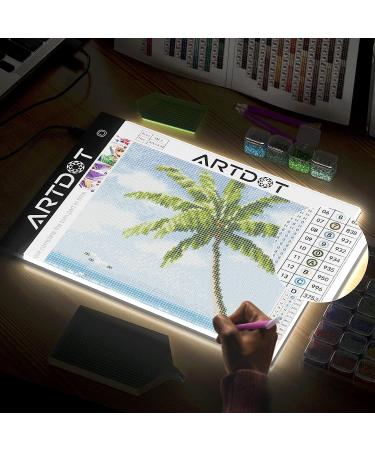ARTDOT A4 LED Light Board for Diamond Painting Kits - USB Powered with Adjustable Brightness - Includes Detachable Stand and Clips - Buy Online on GoSupps.com