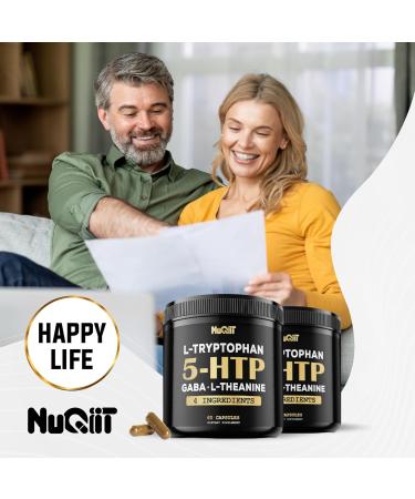 5-HTP 200mg GABA 500mg L-Theanine 200mg & L-Tryptophan 100mg Supplement - Premium 4-in-1 for Brain Health Circulation Focus & Sleep - 60 Capsules 1 Month Supply - Buy Online on GoSupps.com