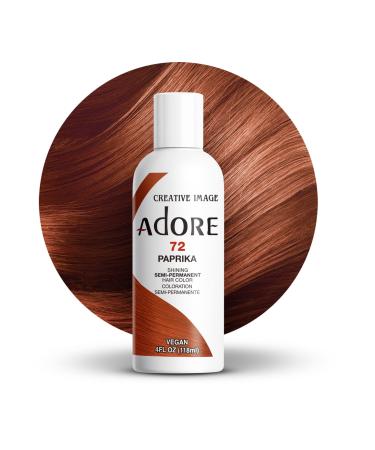 Adore Semi Permanent Hair Color - Vegan and Cruelty-Free Hair Dye - 4 Fl Oz - 072 Paprika (Pack of 1) 072 Paprika 4 Fl Oz (Pack of 1)
