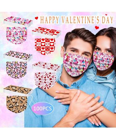 ZQP 100PCS Valentine Theme Printed Disposable_Face_Masks for Adult 3-ply Face Protection Covering with Elastic Earloop and Nose Clip for Outdoor Comfortable & High Filtration &Ventilation - Buy Online on GoSupps.com
