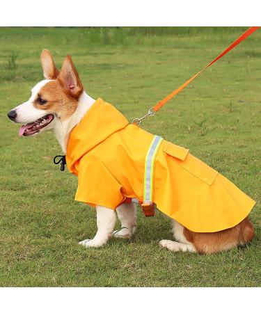 Petcute Dog Rain Coat - Waterproof & Windproof Jacket with Reflective Stripes for Small Medium & Large Dogs - Adjustable with Hood & Collar Hole - XL Yellow - Buy Online on GoSupps.com