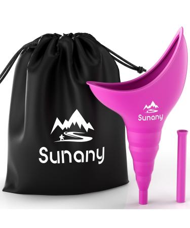 Female Urination Device, Female Urinal Silicone Funnel Urine Cups Portable Urinal for Women Standing Up to Pee Funnel Reusable Women Pee Funnel, Outdoor, Activities, Camping (Fuchsia) Purple