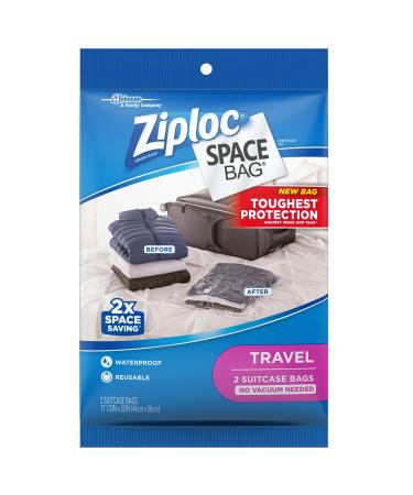 Ziploc Space Bag Clothes Vacuum Sealer Storage Bags for Home and Closet Organization, Travel, 2 Bags Total 2ct - Travel