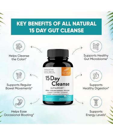 Sandhu's 15-Day Gut Cleanse Colon Detox Digestive Health Supplement for Men & Women | Senna Cascara Sagrada Psyllium Husk & Probiotics | 30 Capsules - Buy Online on GoSupps.com