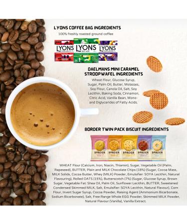 Coffee Gift Set - Variety Selection of Lyons Coffee Bags Bundled with Border Biscuits and Indulgent Caramel Stroopwafels - 18 Items in Gold Embossed Gift Box - Buy Online on GoSupps.com
