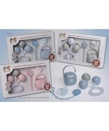 Gamberritos Newborn 4-Piece Pacifier Set | Blue Pacifier Chain & Rattle | International Shipping Available - Buy Online on GoSupps.com