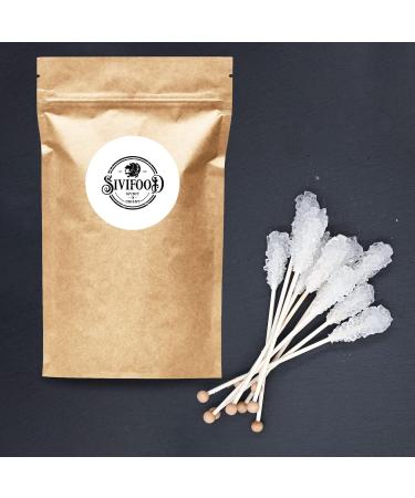 Sivifood White Kandiszucker Sticks - 25 Natural Sugar Sticks for Tea & Gifts | Perfect for Christmas Decoration - Buy Online on GoSupps.com