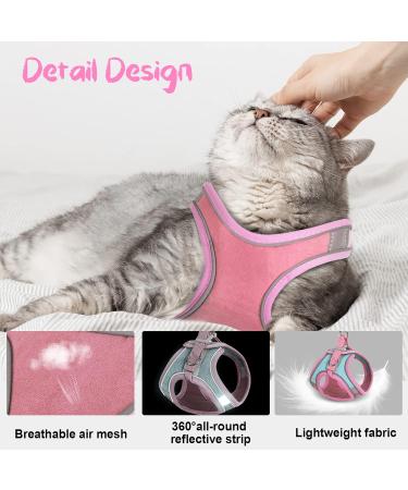 NiCoLa Escape-Proof Cat Harness Set | Reflective Strip | Adjustable Soft Harness for Small Cats (Pink&Green, S) - Buy Online on GoSupps.com