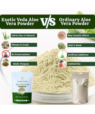 Exotic Veda Aloe Vera Powder 100g | Pure & Natural | for Skin Hair & Wellness | Non-GMO Vegan Gluten-Free | DIY Face Packs Hair Masks & Smoothies - Buy Online on GoSupps.com
