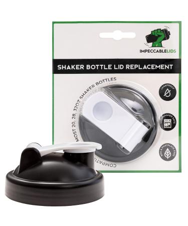 Shaker Bottle Replacement Lid Cap Top - Upgraded 2021 Version - Premium Leak Proof Design & Compatible with Both Rounded & Flat Base Shaker Bottles