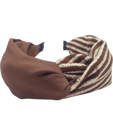 Topkids Accessories Striped Knot Alice Bands Adult Women Hair Accessories for Women Hair Bands for Women Thick Headband Womens Headbands Head Bands Adult Women Wide Headbands (Brown) - Buy Online on GoSupps.com