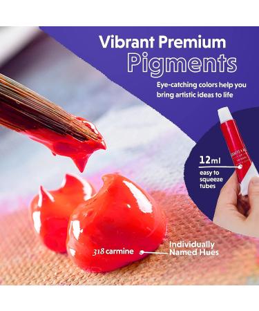 Crafts 4 All Acrylic Paint Set - 24-Pack of 12mL Paints for Canvas, Wood & Ceramic with 3 Art Brushes - Non-Toxic Craft Paint - Stocking Stuffers for Girls and Boys - Buy Online on GoSupps.com