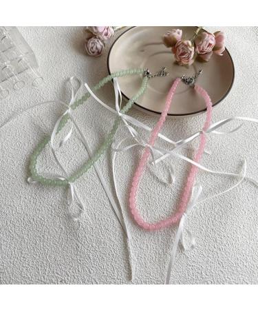 Buy OralGos Candy Colored Pearl Necklace with Bow Pendant - Stylish Green Jewelry for International Shipping - Buy Online on GoSupps.com