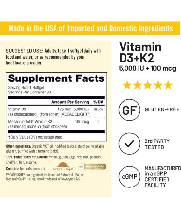 NatureWise (Pack of 2 Vegan Vitamin D3 5000IU + K2 - Organic Coconut MCT Oil - 30 Softgels 30-Day Supply + 1 Vitamin B12 1000 mcg - Gluten-Free Non-GMO - 60 Softgels 60-Day Supply  - Buy Online on GoSupps.com