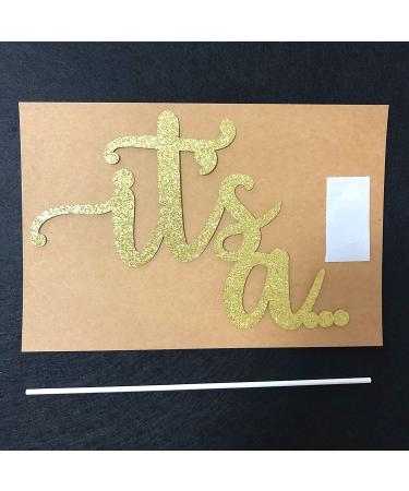 Glitter Double Sided Gold Gender Reveal Cake Topper - Boy or Girl Baby Party Decor - Buy Online on GoSupps.com