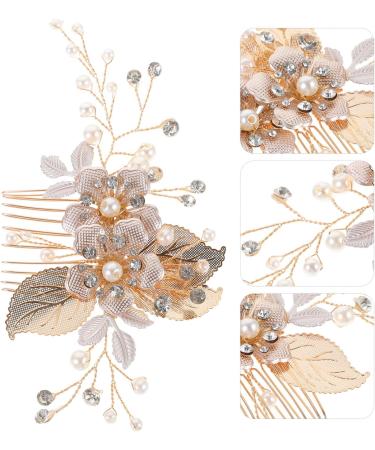FOMIYES Bridal Hair Comb Flower Wedding Hair Comb Bridal Hair Styling Comb Pearl Bridal Headpiece Golden - Buy Online on GoSupps.com
