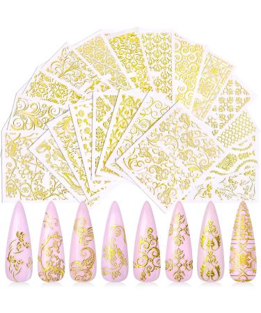 KISSBUTY Gold Flowers Nail Art Sticker - 20 Sheets Metallic Floral Vine Decals for Manicure - Buy Online on GoSupps.com