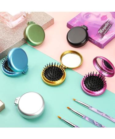 18 Pieces Folding Mirror Hair Combs Travel Mini Pocket Brush Set - Yellow Green Silver Purple - Portable Combs with Mirrors for Travel Car Purse Bag - Buy Online on GoSupps.com